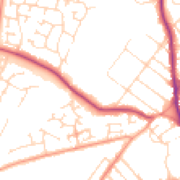 Daytime road noise heatmap for NN8 5EX