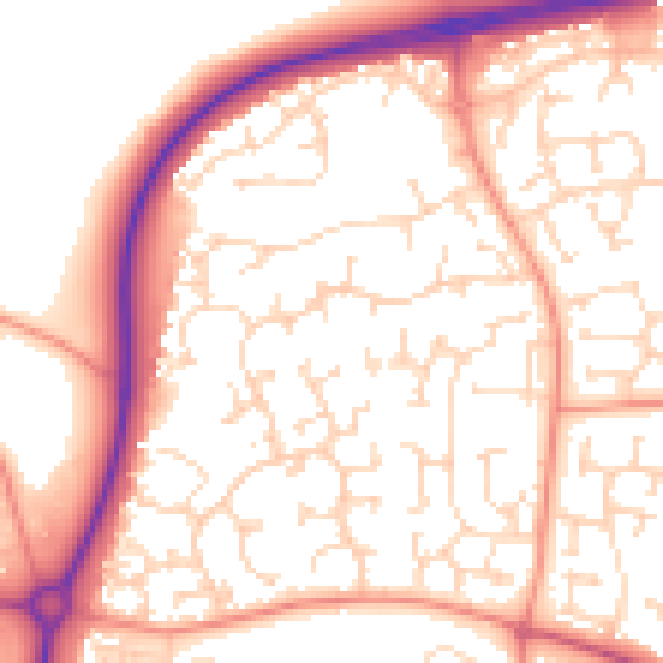 Daytime road noise heatmap for NN8 5PZ