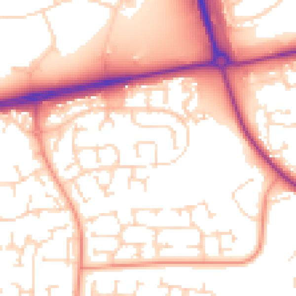 Daytime road noise heatmap for NN8 5XG