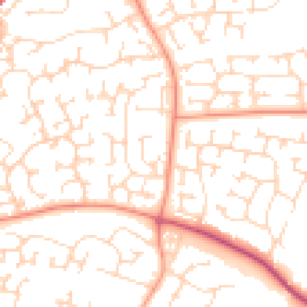 Daytime road noise heatmap for NN8 5XZ