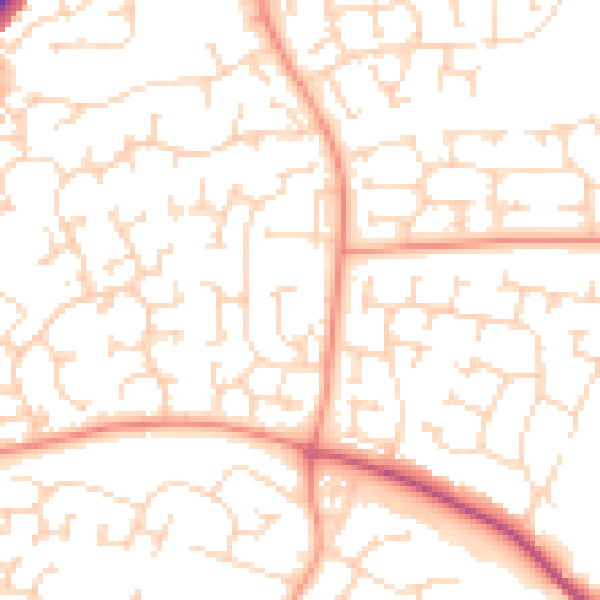 Daytime road noise heatmap for NN8 5ZU