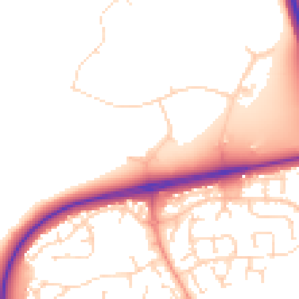 Daytime road noise heatmap for NN8 6BB
