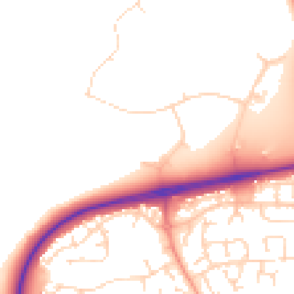 Daytime road noise heatmap for NN8 6BF