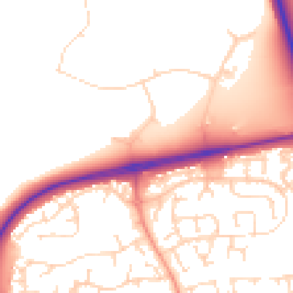 Daytime road noise heatmap for NN8 6BG
