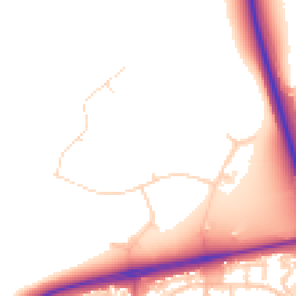 Daytime road noise heatmap for NN8 6BZ