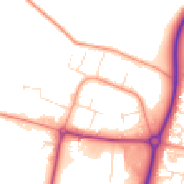 Daytime road noise heatmap for NN8 6UW