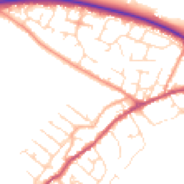Daytime road noise heatmap for NN9 5DE