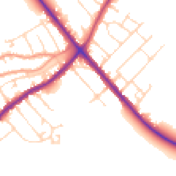 Daytime road noise heatmap for NN9 5DP