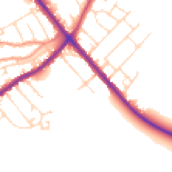 Daytime road noise heatmap for NN9 5DR