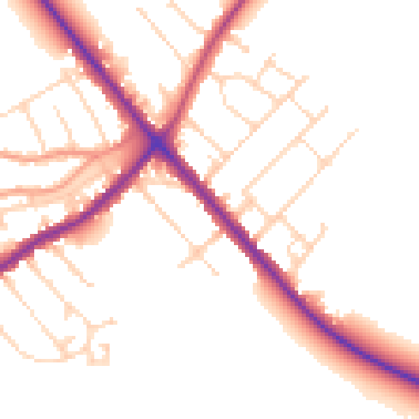 Daytime road noise heatmap for NN9 5DS