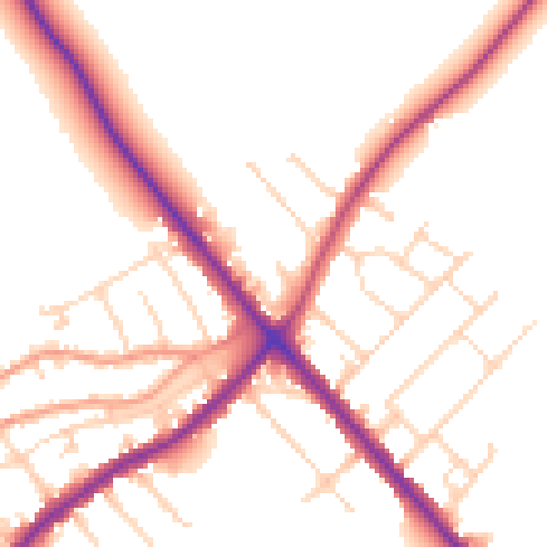 Daytime road noise heatmap for NN9 5DT