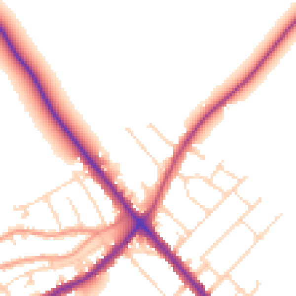 Daytime road noise heatmap for NN9 5DU