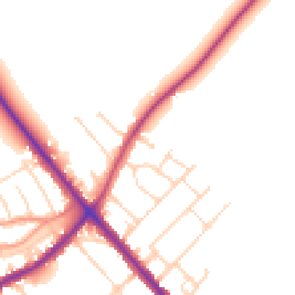 Daytime road noise heatmap for NN9 5DZ