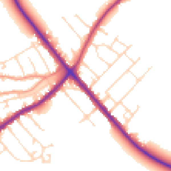 Daytime road noise heatmap for NN9 5EH