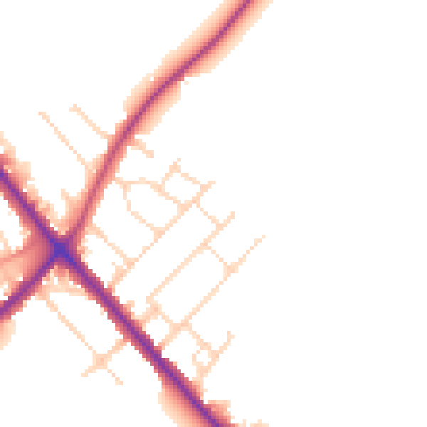 Daytime road noise heatmap for NN9 5ER