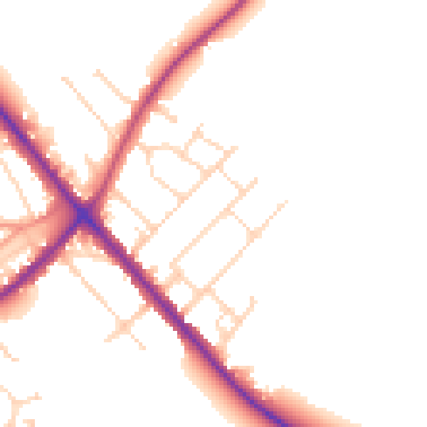 Daytime road noise heatmap for NN9 5ES