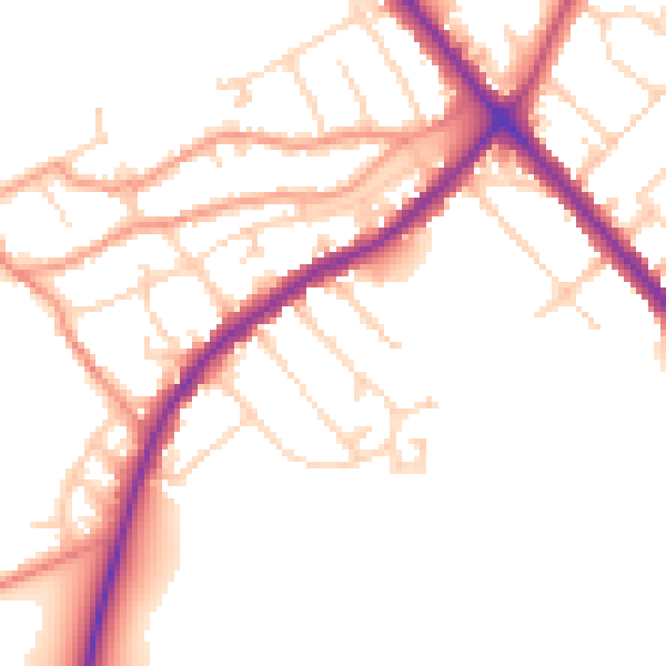 Daytime road noise heatmap for NN9 5FL