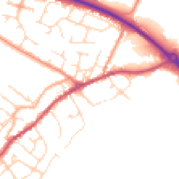 Daytime road noise heatmap for NN9 5FT