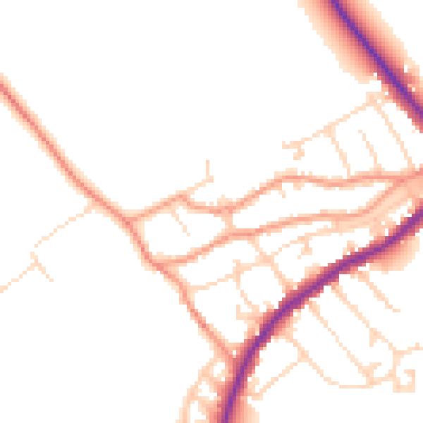 Daytime road noise heatmap for NN9 5JL
