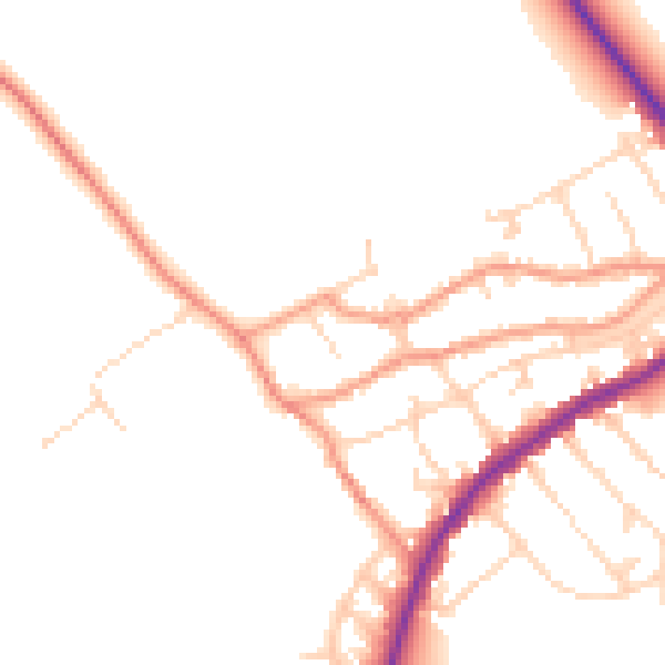 Daytime road noise heatmap for NN9 5JY