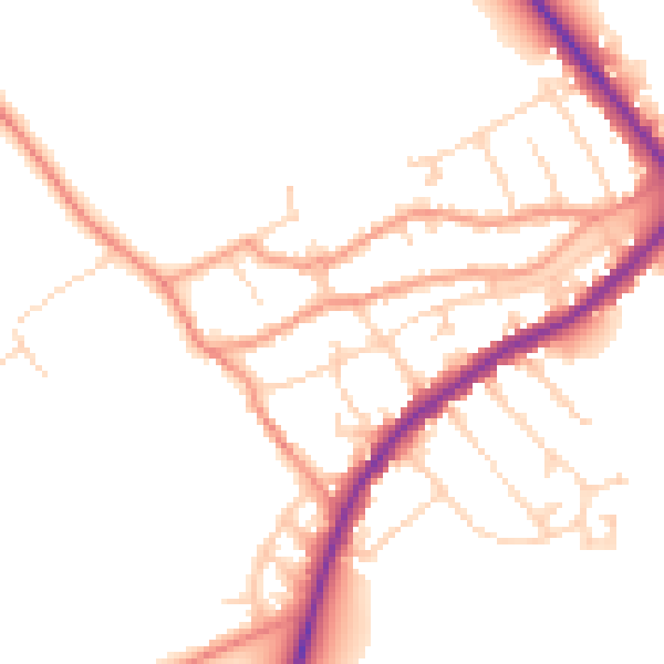 Daytime road noise heatmap for NN9 5LL