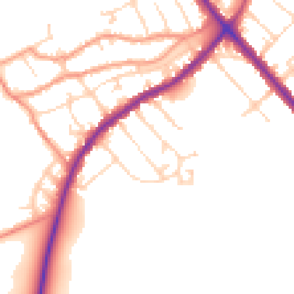 Daytime road noise heatmap for NN9 5LP