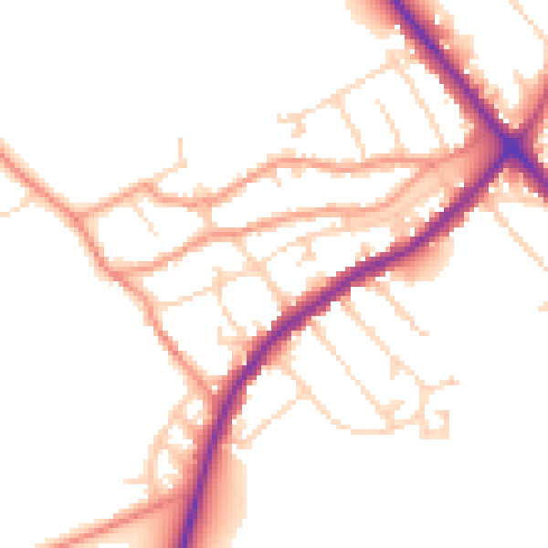 Daytime road noise heatmap for NN9 5LU