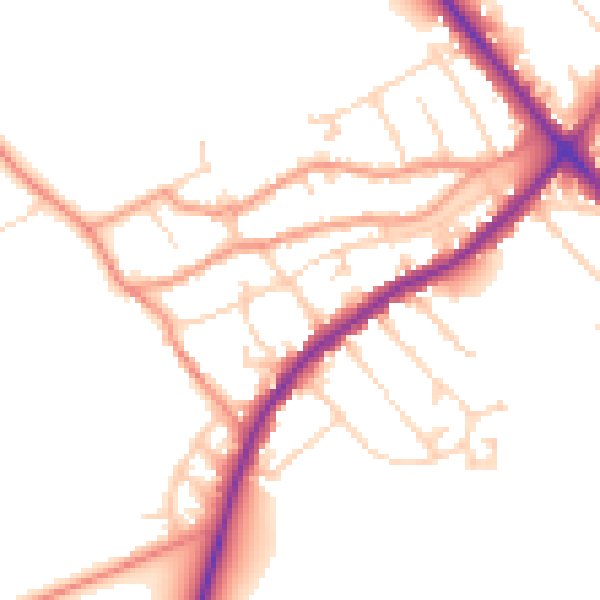Daytime road noise heatmap for NN9 5LX