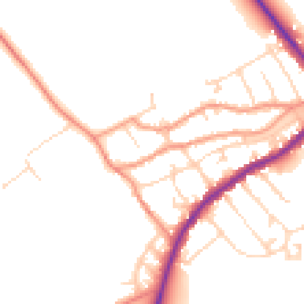 Daytime road noise heatmap for NN9 5NA