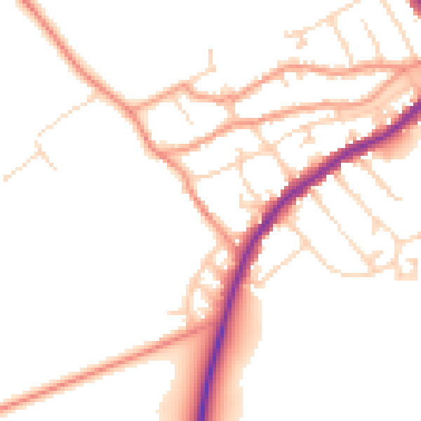 Daytime road noise heatmap for NN9 5ND