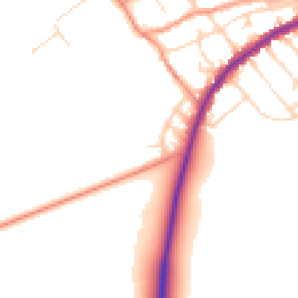 Daytime road noise heatmap for NN9 5NG