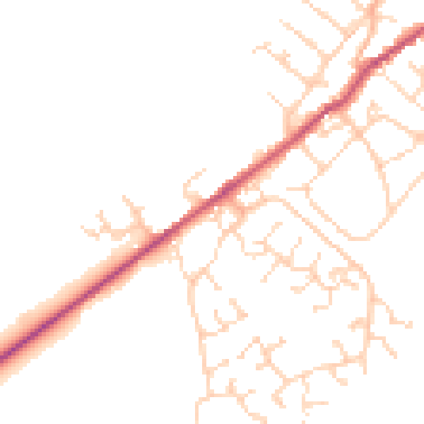 Daytime road noise heatmap for NN9 5PE