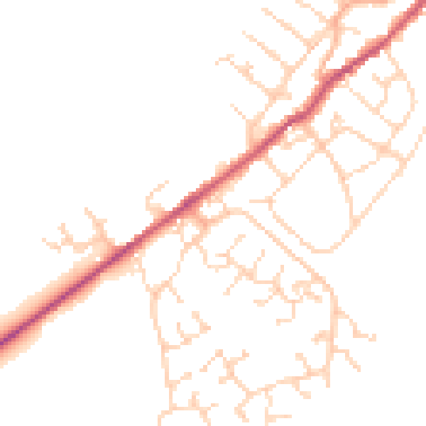 Daytime road noise heatmap for NN9 5PG