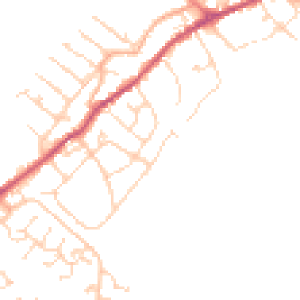 Daytime road noise heatmap for NN9 5PS