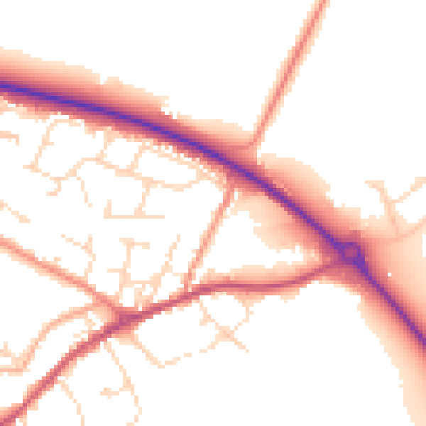 Daytime road noise heatmap for NN9 5ST