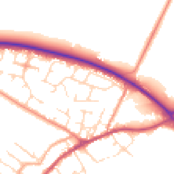 Daytime road noise heatmap for NN9 5TA