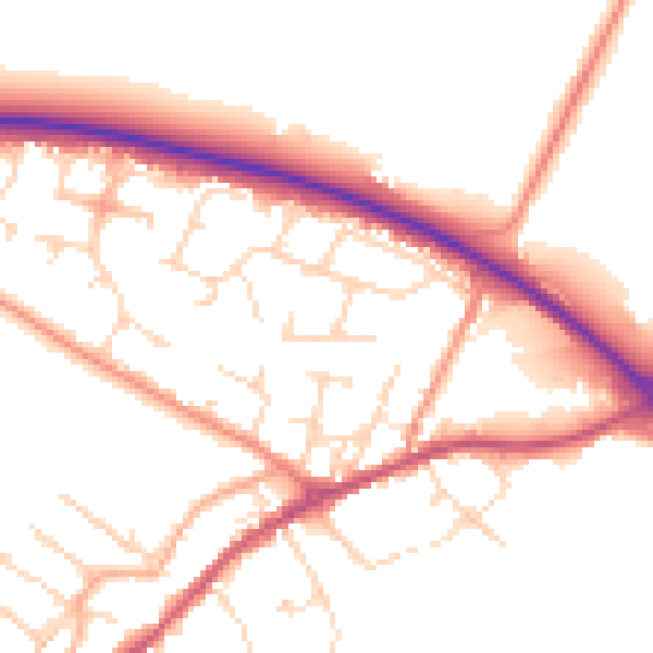 Daytime road noise heatmap for NN9 5TD