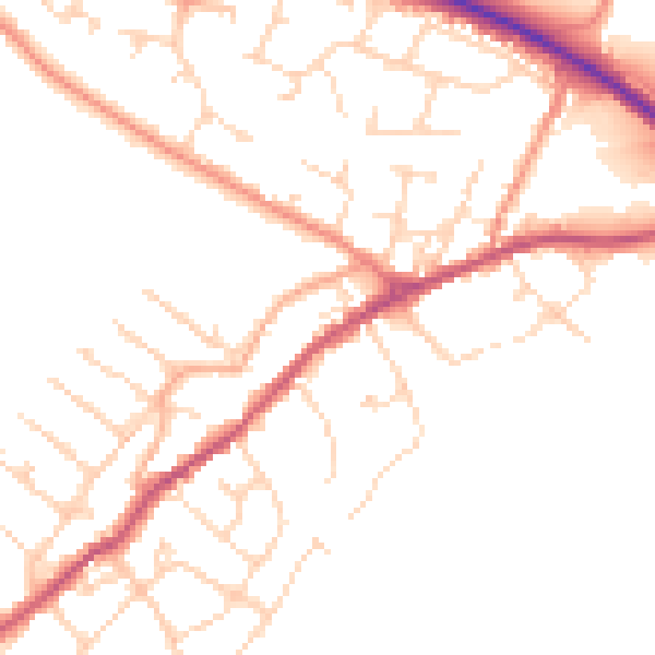 Daytime road noise heatmap for NN9 5TN