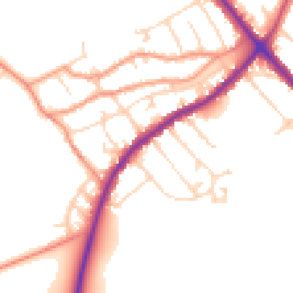 Daytime road noise heatmap for NN9 5WA