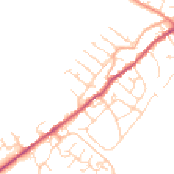 Daytime road noise heatmap for NN9 5WD