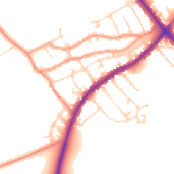 Daytime road noise heatmap for NN9 5WE
