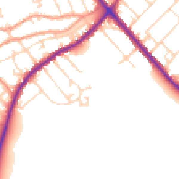Daytime road noise heatmap for NN9 5WL
