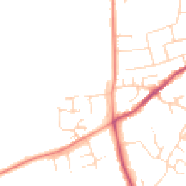 Daytime road noise heatmap for NN9 6DD