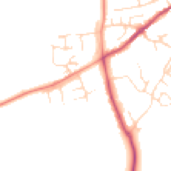 Daytime road noise heatmap for NN9 6DZ