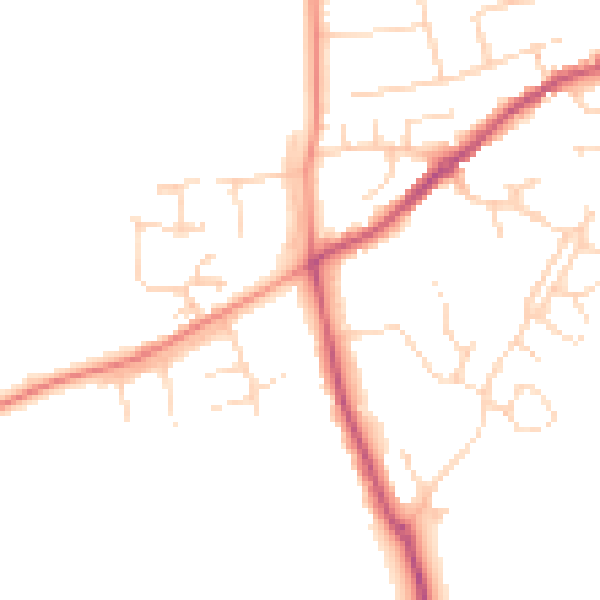 Daytime road noise heatmap for NN9 6GT