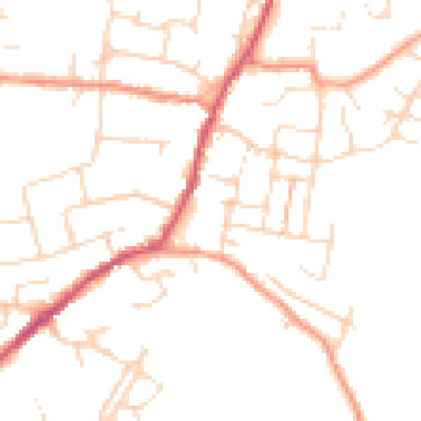 Daytime road noise heatmap for NN9 6NZ