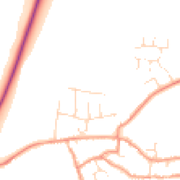 Daytime road noise heatmap for NN9 6QU