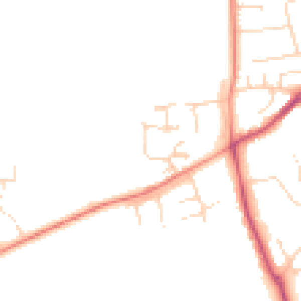 Daytime road noise heatmap for NN9 6RD