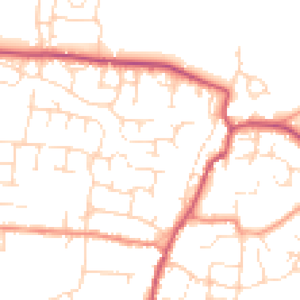 Daytime road noise heatmap for NN9 6SX