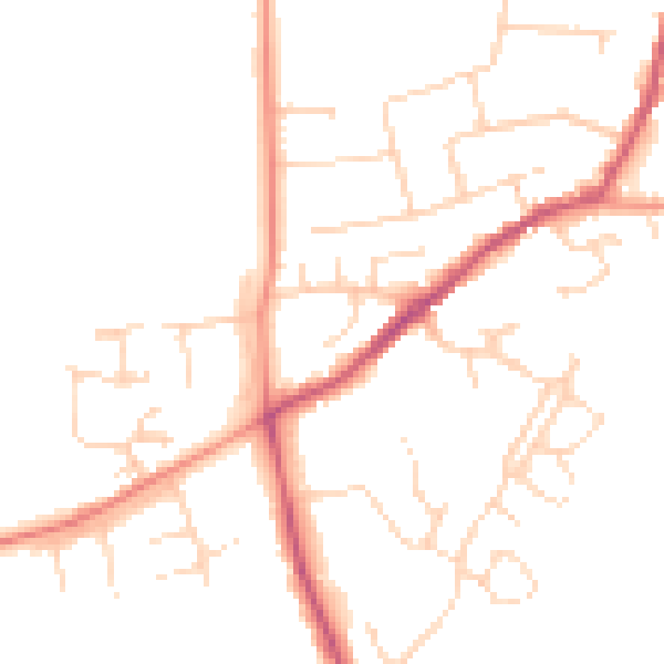 Daytime road noise heatmap for NN9 6UE